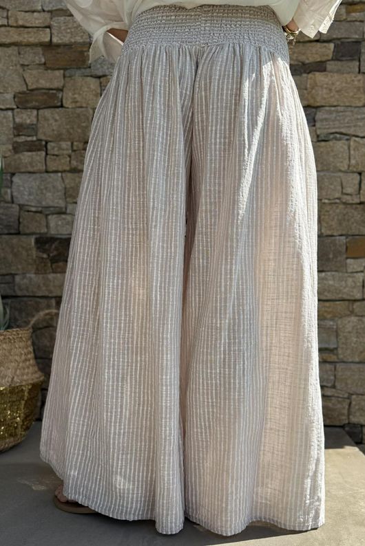 Marina Chalk Stripe Palazzo Pant Stone